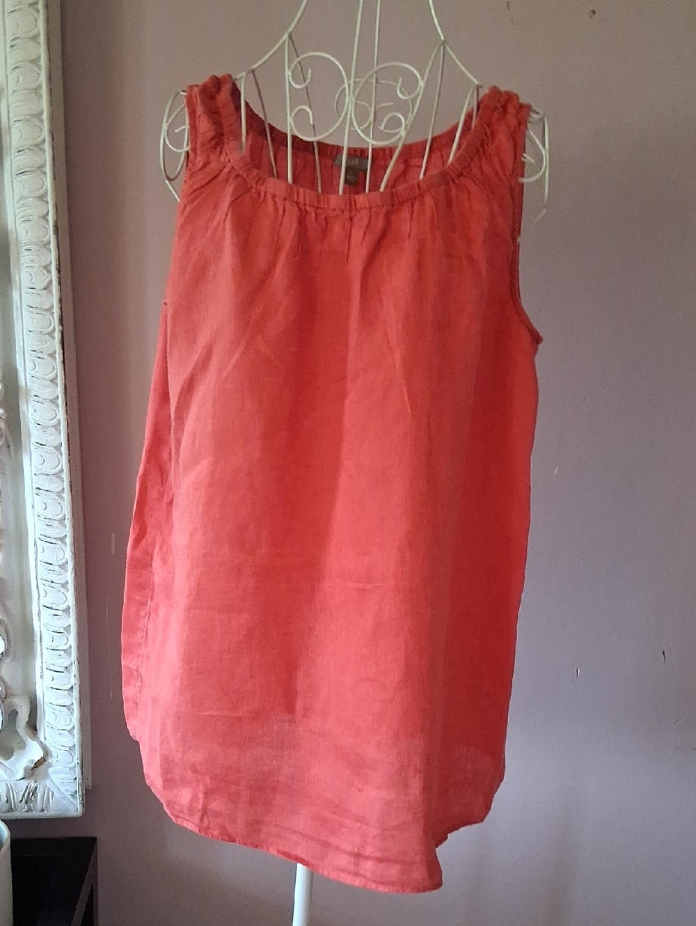 J. Jill 100% Linen Sleeveless Tank Top Blouse Coral Orange Size L